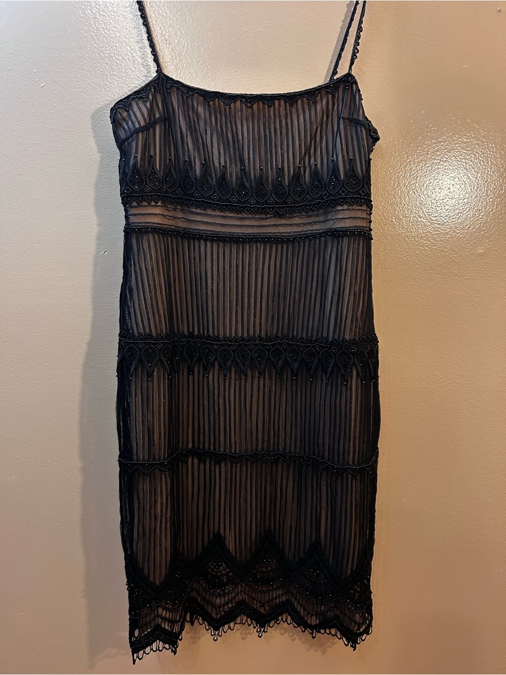 Elegant Black Sheer Midi Dress with Lace Accents